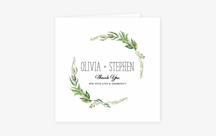 Greenery Thank You Card - Olive Verlässt Hochzeits-einladung Karte, transparent png #3435358