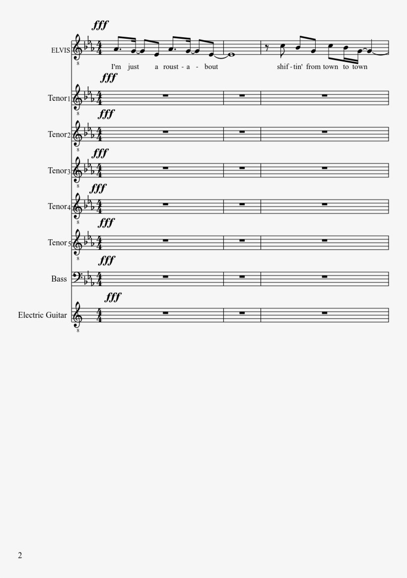 Roustabout Elvis And Jordanaires Vocals Sheet Music - Music, transparent png #3435482