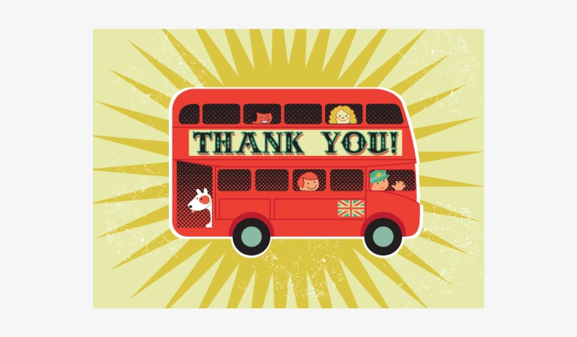 Red Bus Thank You Greetings Card - Thank You On A Bus, transparent png #3435600