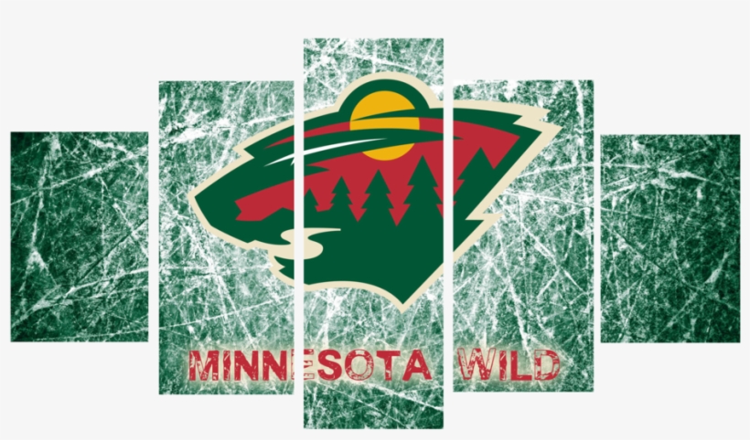 Hd Printed Minnesota Wild Hockey Logo 5 Pieces Canvas - Hockey Minnesota Wild Logo 4k, transparent png #3437540