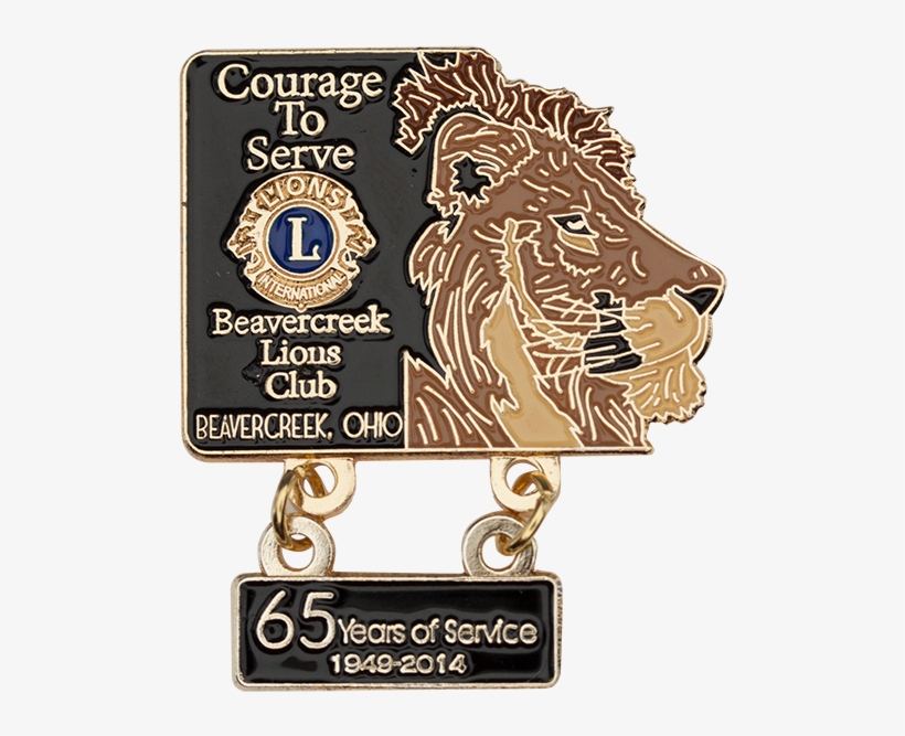 Beavercreek Lions Club 65th Anniversary Pin With Dangle - Emblem, transparent png #3437951