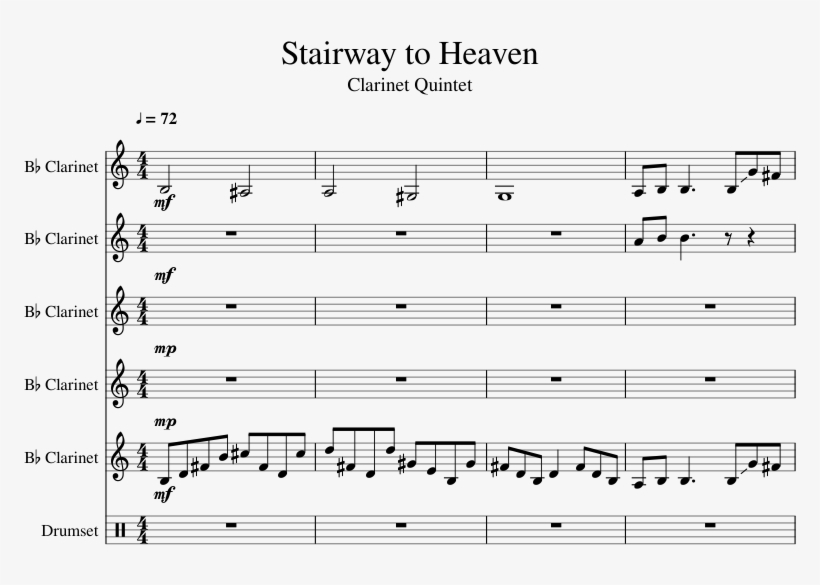 Stairway To Heaven Sheet Music 1 Of 23 Pages - Clarinet Trumpet Duet, transparent png #3441574
