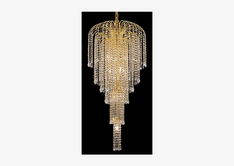 Erelg6801g Crystal Stairway Chandelier - Elegant Lighting 6801g19g/sa Falls 9 Light 19 Inch, transparent png #3441649