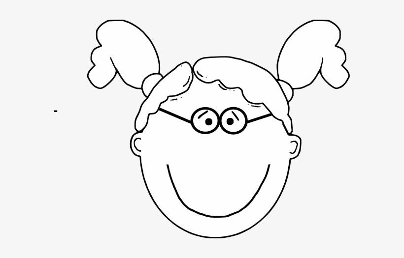 How To Set Use Girl Pigtails & Glasses Outline Icon - Printable Template Happy Face, transparent png #3442840