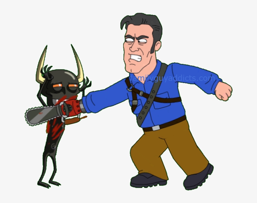 Ash Williams Have A Chainsaw Malfunction - Ash Williams Family Guy, transparent png #3442999