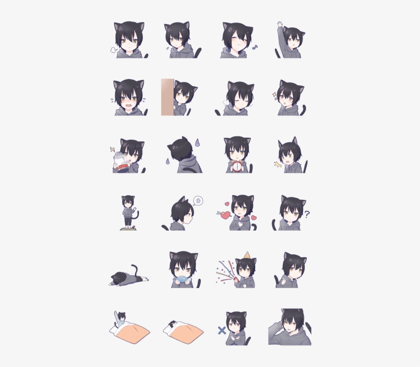 Black Cat Boy Sticker - Fox, transparent png #3443200