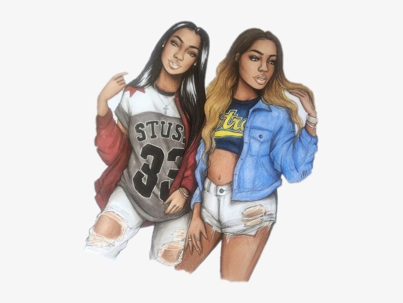 Girls Drawing Black Girls, transparent png #3444582