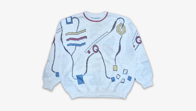 Vintage Pattern Knit Sweater Large - Sweater, transparent png #3446754