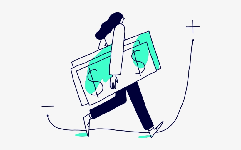 An Illustration Of A Woman Carrying Away Their Money - Help Scout, transparent png #3447110