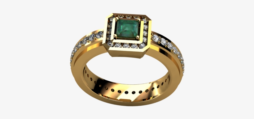 Anillo Diamantes Y Esmeralda - Emerald, transparent png #3448123