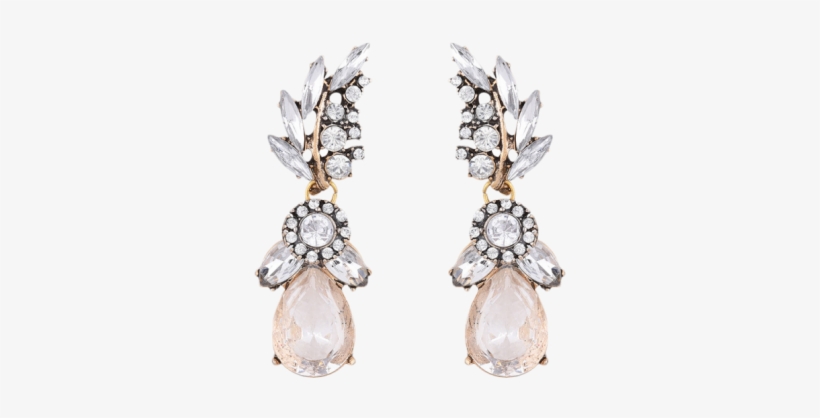 Pendientes Diseño Gota De Agua Hoja Imitación Diamantes - New Water Drop Leaf Rhinestone Earrings, Jewelry, transparent png #3448313