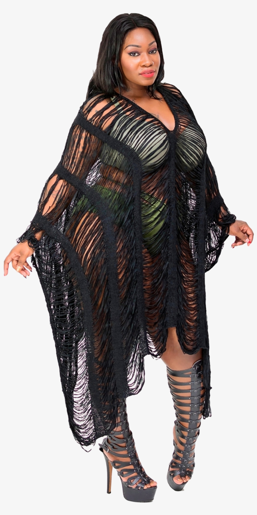 Free Size "kayde" Frayed Crochet Poncho Top Swim Cover - House Reyne Soldiers, transparent png #3451065