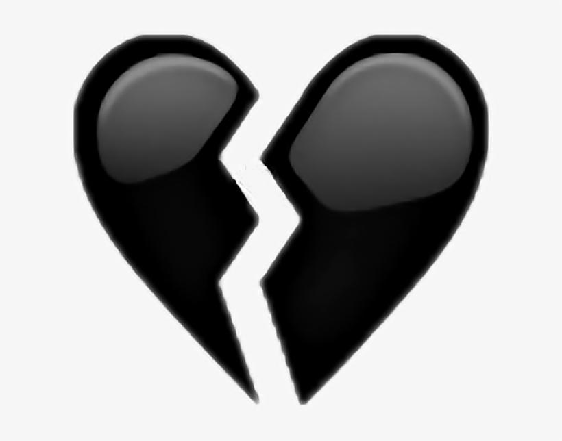 Heart Heartbroken Black Color Emoji Faces Anime Otaku - Black Broken Heart Emoji Transparent, transparent png #3454279