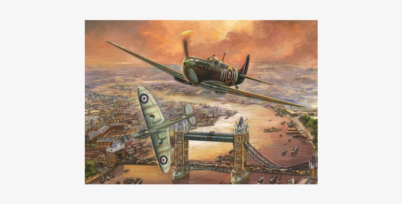 Falcon De Luxe Spitfire Over London 1000pcs - Spitfire Flying Over London, transparent png #3454325