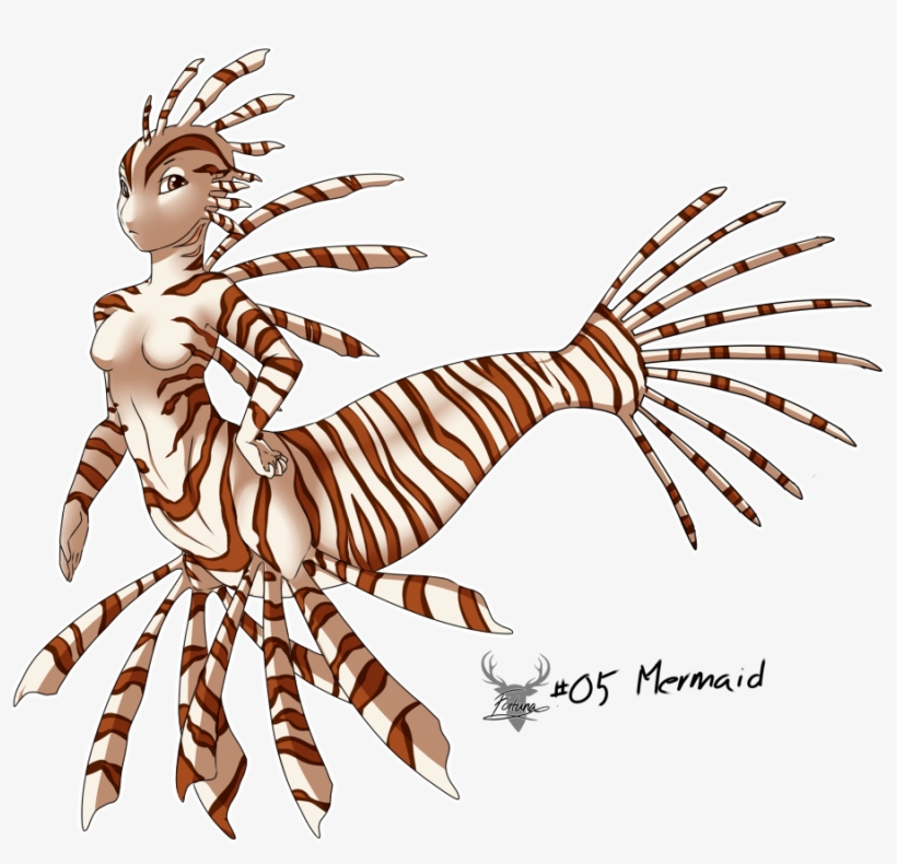 Download Lionfish Mermaid Lion Fish Mermaid Free Transparent Png Download Pngkey