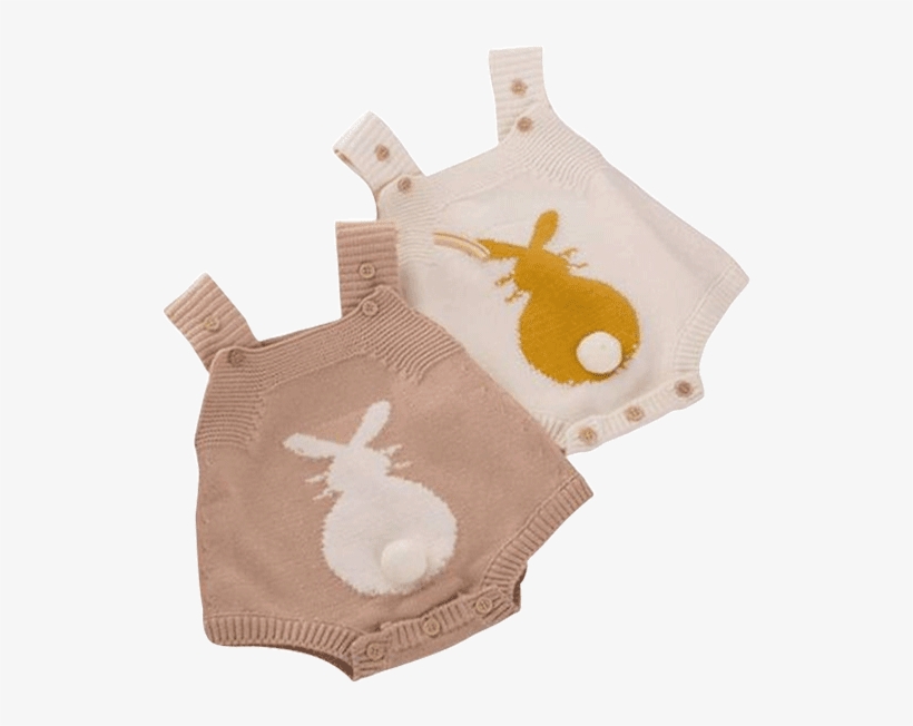 Bunny Tail Knitted Playsuit - Romper Suit, transparent png #3458520