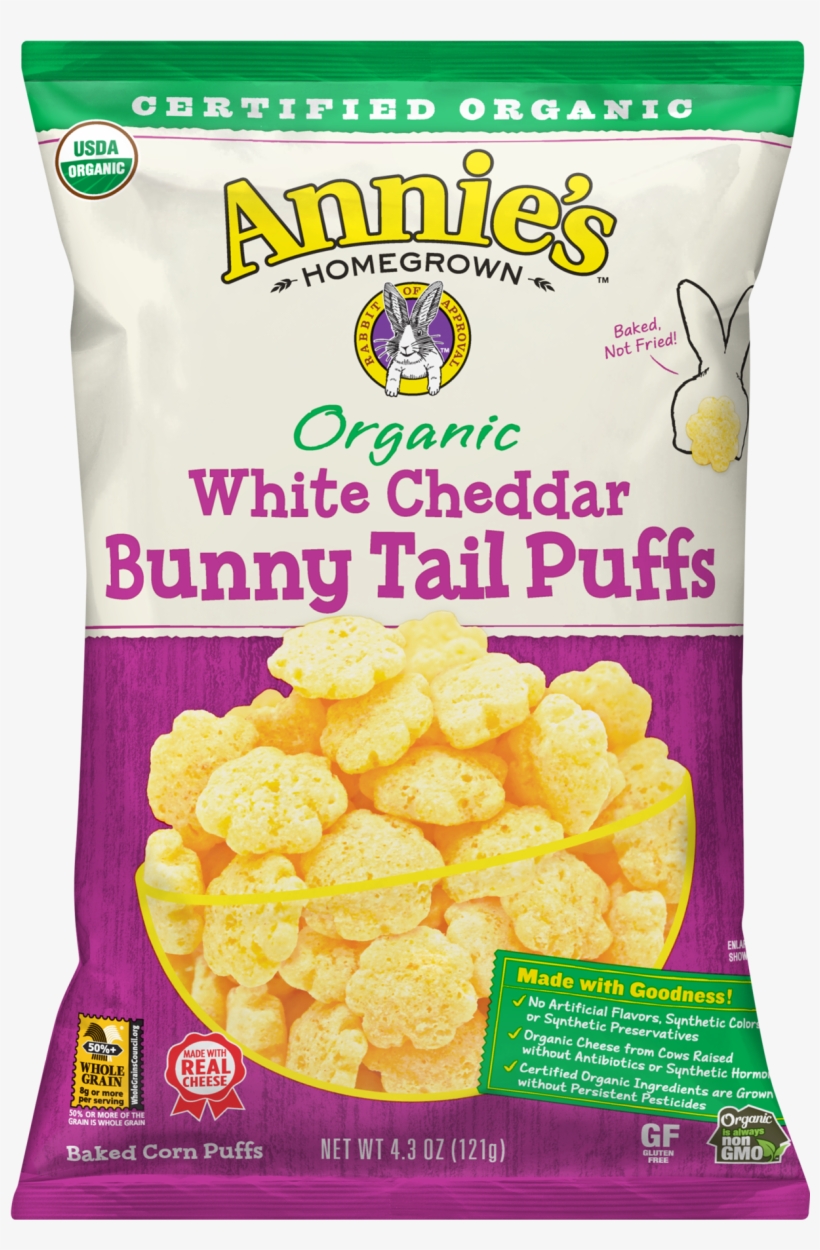 Annie's Homegrown Organic White Cheddar Bunny Tail - Annie's White Cheddar Puffs, transparent png #3458748