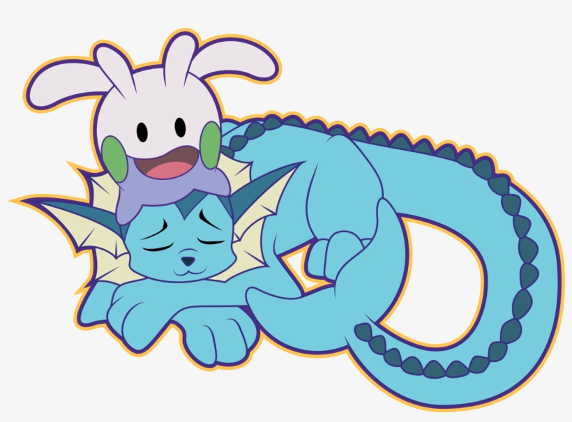 Vaporeon Resting With His Friend Goomy - Cartoon, transparent png #3460467