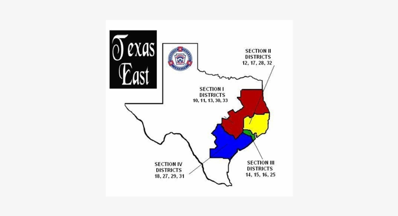 Texas East Division Map - Little League Baseball, transparent png #3463242