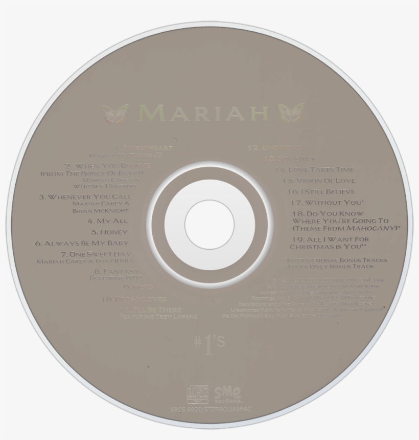 Mariah Carey - Mariah Carey #1's Cd, transparent png #3464413