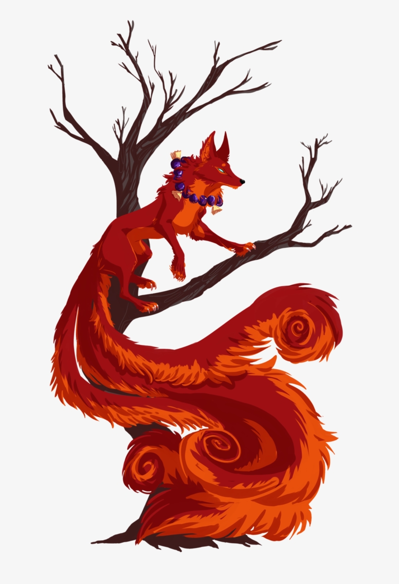 The Red Kitsune By Eliaowl-d5v9grd - Red Kitsune, transparent png #3464636