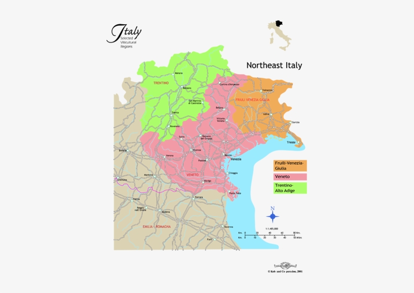 Maps Map Of Northeast Italy - North East Italy Wine Map, transparent png #3466055