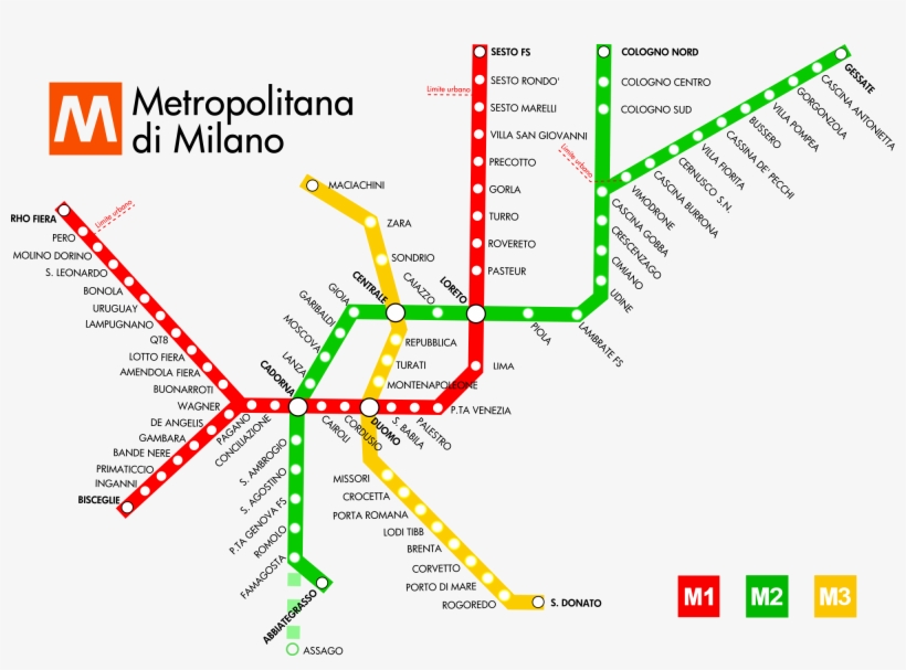 Metro Map Of Milan Full Resolution - Metro Milan, transparent png #3466272