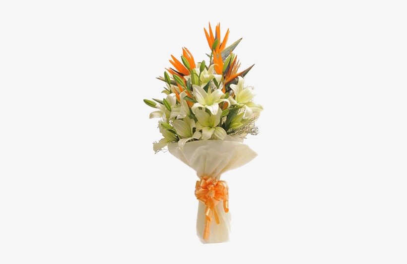Mix Flowers Bunch Of Birds Of Paradise & Asiatic Lilies - Lilies And Birds Of Paradise, transparent png #3466457