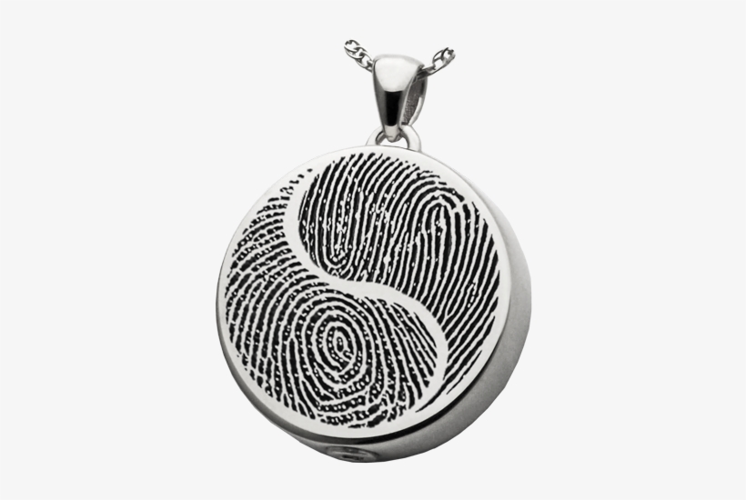 Silver Round 2 Fingerprints Yin Yang Jewelry With Compartment - Yin Yang Fingerprint Round Solid 14k Gold Cremation, transparent png #3468379