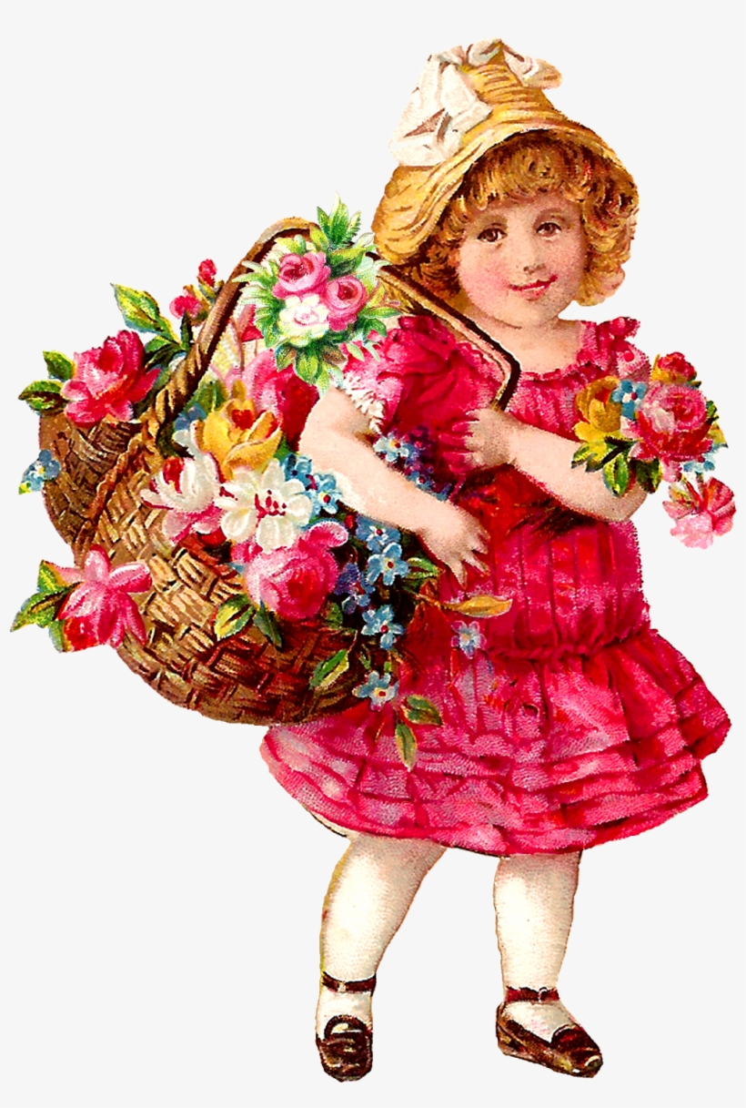 Victorian Girl Clipart Downloads - Girls Flower Images Download, transparent png #3468404