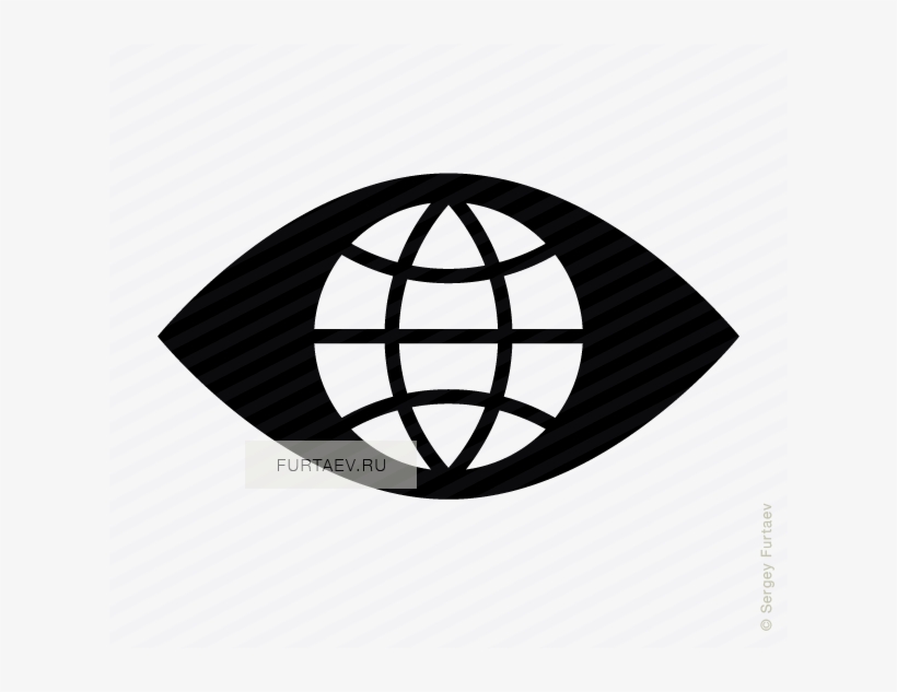 Vector Icon Of Globe In Place Of Pupil Of Eye - World Clock Icon, transparent png #3470167
