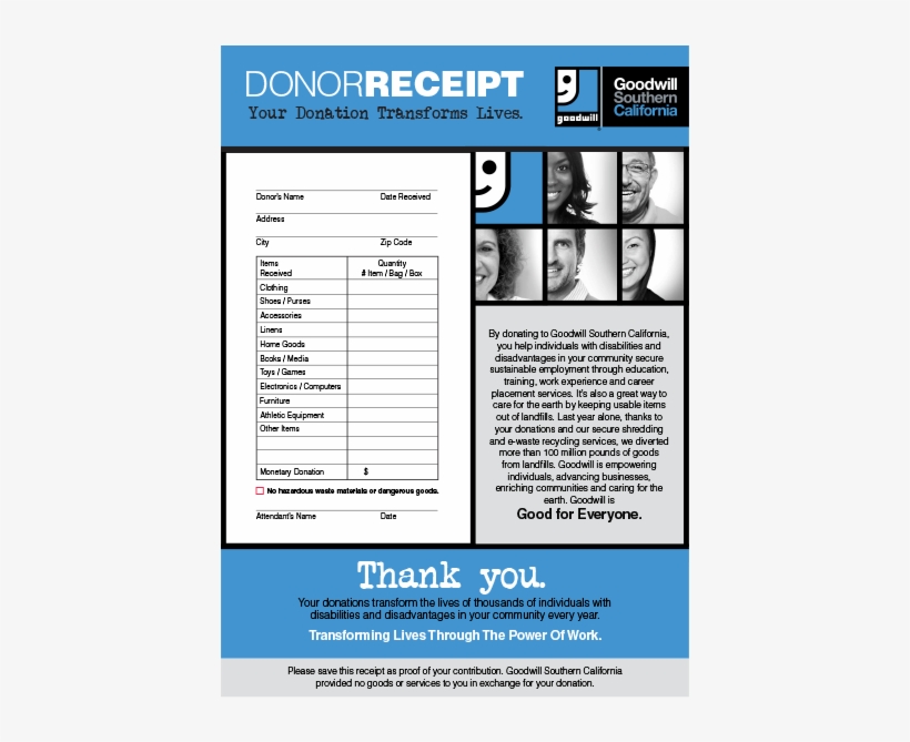 Donation E-receipts - California Donation Receipt, transparent png #3470268