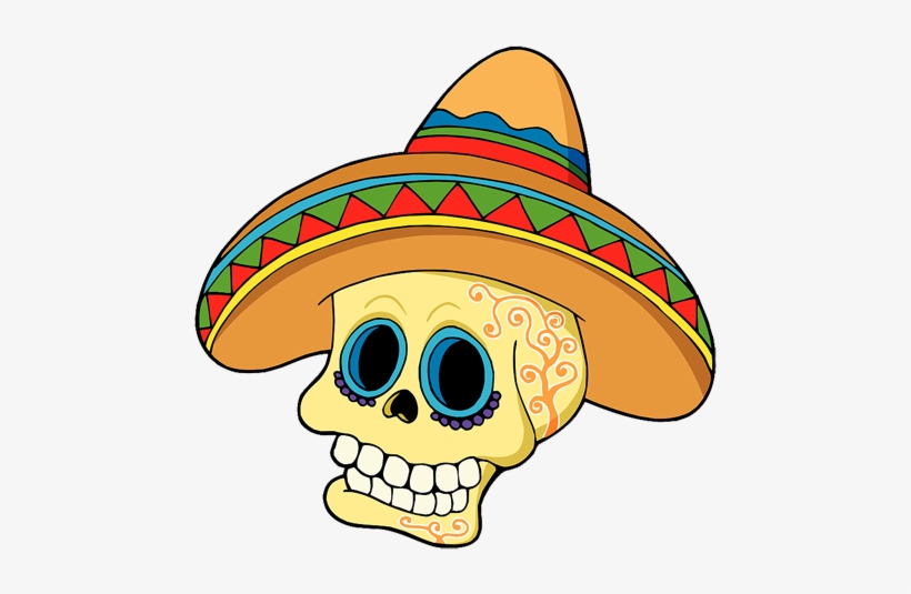 Cartoon Mexican Skull, transparent png #3470650