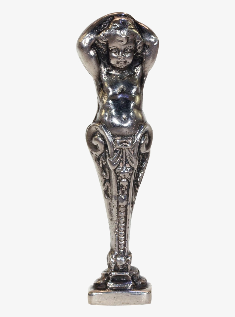 Antique Silver Victorian Seal Child Cherub - Silver, transparent png #3470757