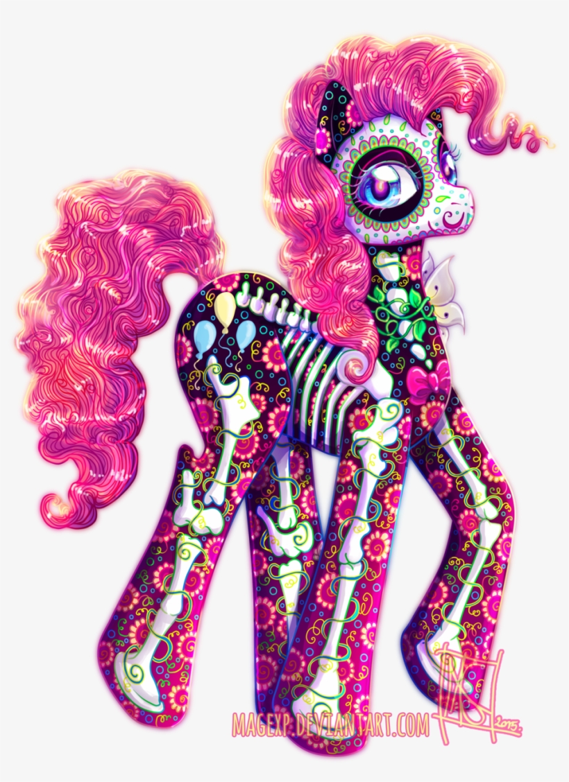 Magexp, Dia De Los Muertos, Pinkie Pie, Safe, Skeleton, - Dia De Muertos Pie, transparent png #3470796