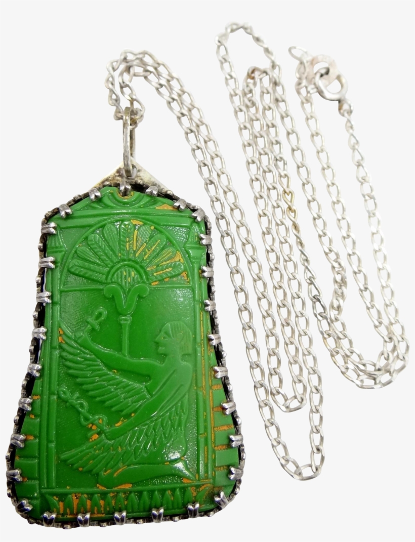 Precious Lord Of The Rings Pendant Necklace - Rare Max Neiger Sterling And Green Glass Egyptian Necklace, transparent png #3472317