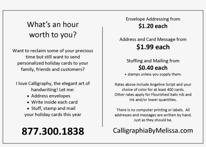 Order Holiday Card Addressing Now - Calligraphia By Melissa, transparent png #3473866