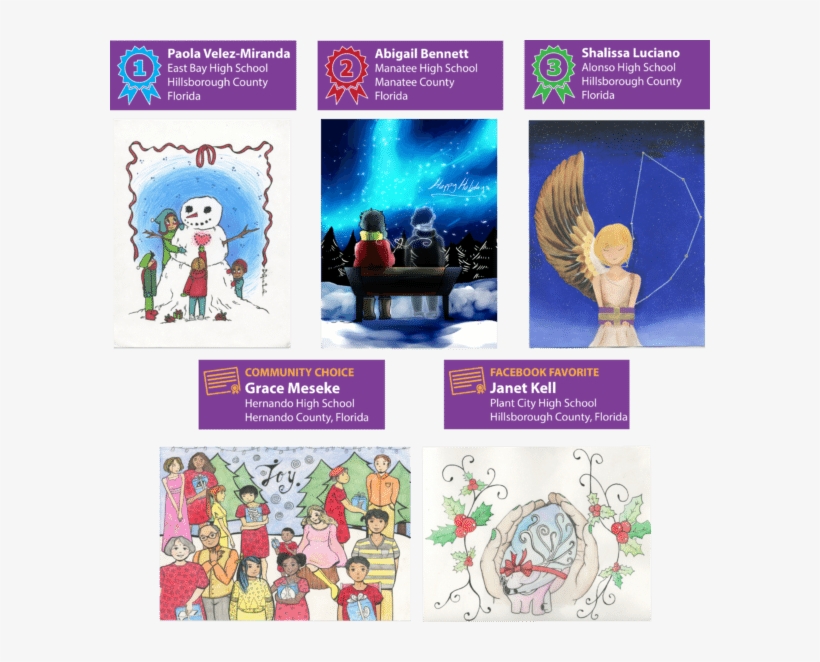 Art Of Donation Holiday Card Contest Winners Inspired - Lifelink De Florida, transparent png #3474236