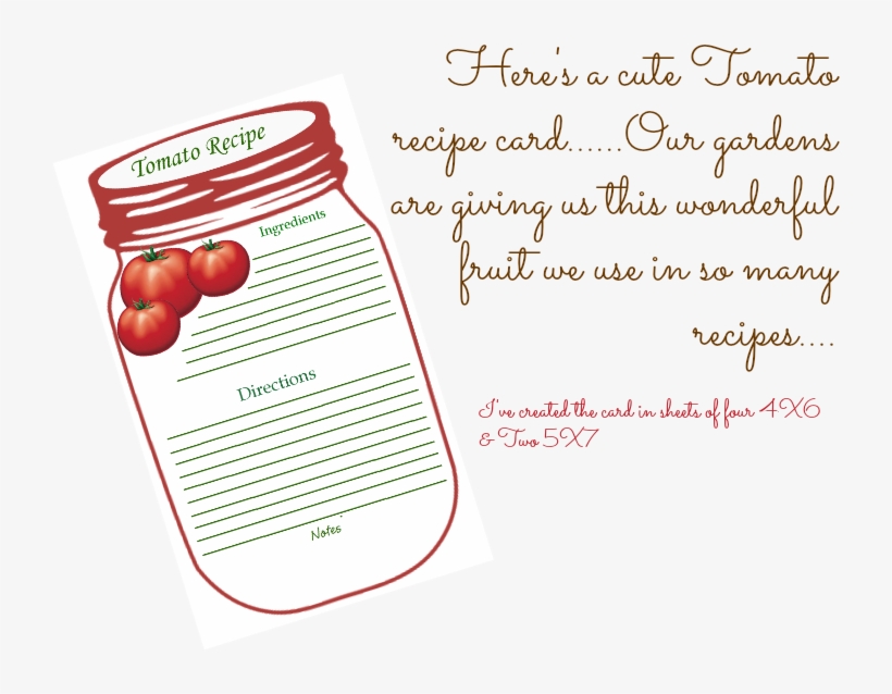 Tomato & Cuccumber Recipe Cards - Label, transparent png #3475335