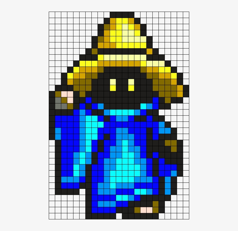 Black Mage Ff Perler Bead Pattern / Bead Sprite - Smash Flash 2 Black Mage, transparent png #3476120