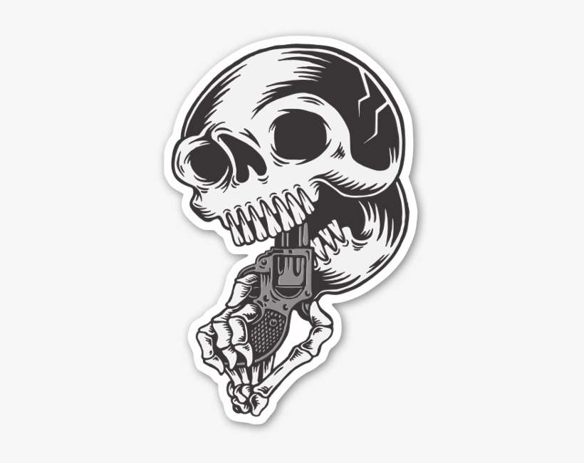 Skull Gun Sticker - Calavera Con Pistola En Mano, transparent png #3479355