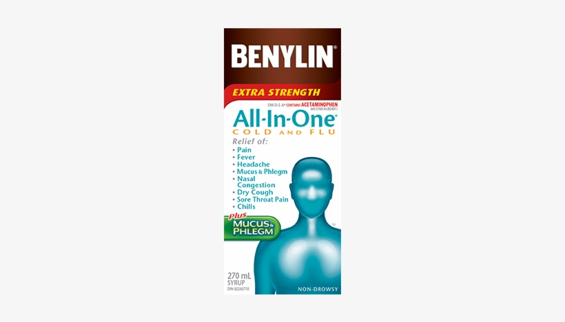 Benylin All In One Cold And Flu Syrup - Benylin All In One, transparent png #3480120