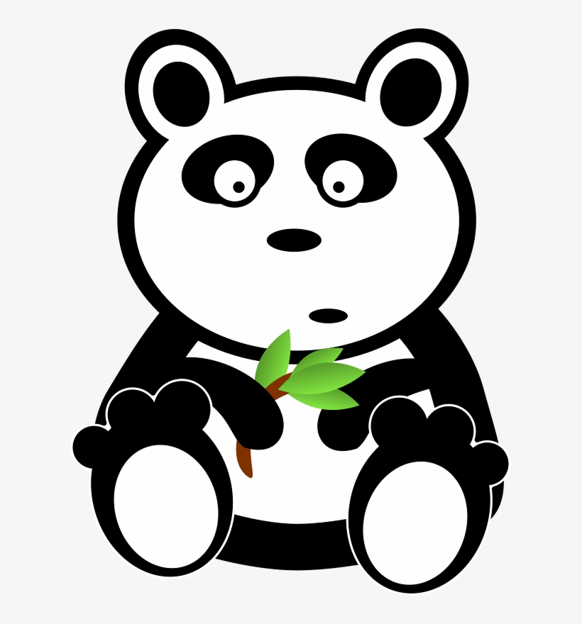Pandas And Bamboo Leaves - Panda Clipart Black And White Png, transparent png #3481943
