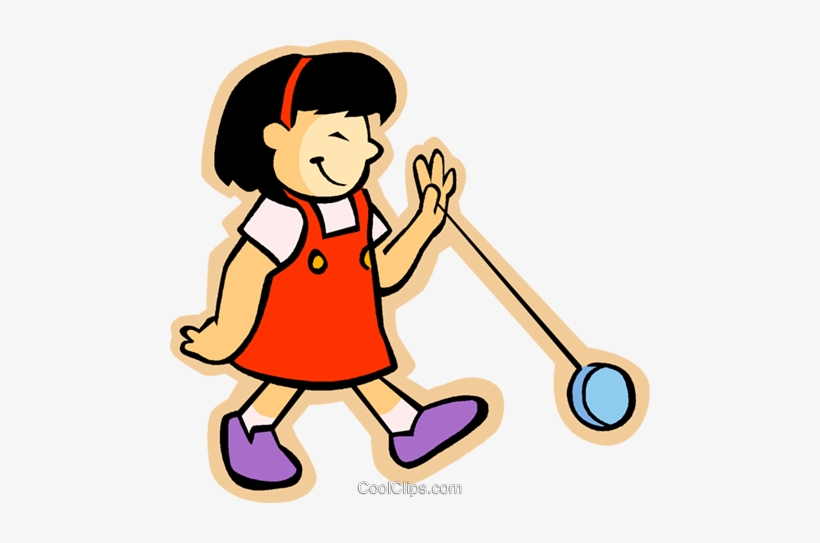Little Girl With A Yo-yo Royalty Free Vector Clip Art - Play With A Yoyo, transparent png #3482583
