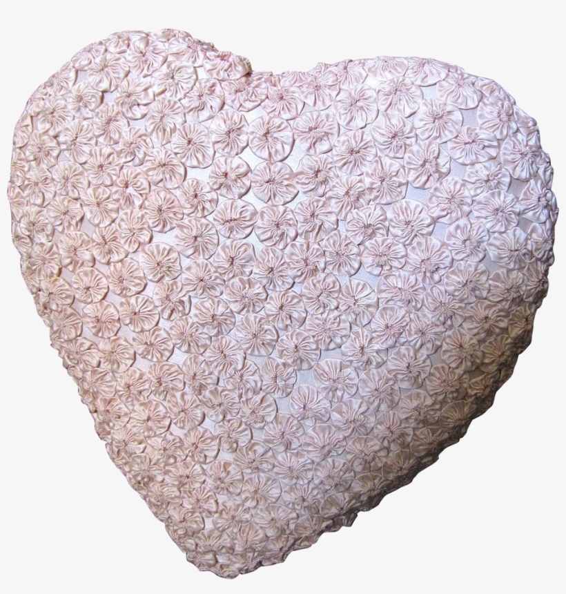 Romantic Vintage Pink Heart Yoyo Pillow - Heart, transparent png #3483097