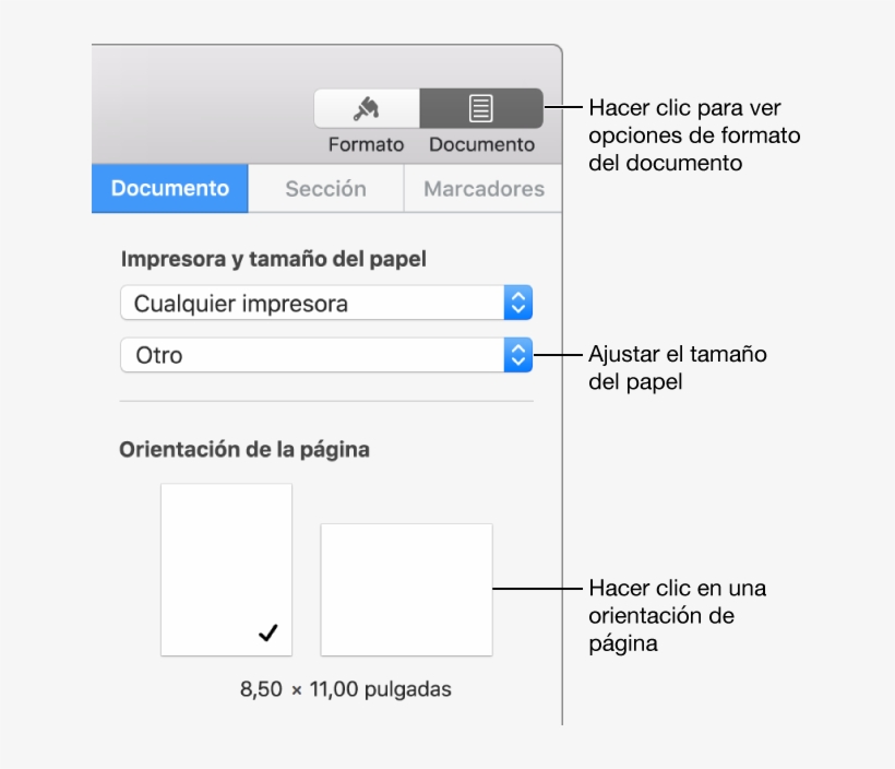 Controles Para Ajustar La Orientación Y El Tamaño Del - Colocar Margem No Mac, transparent png #3484345