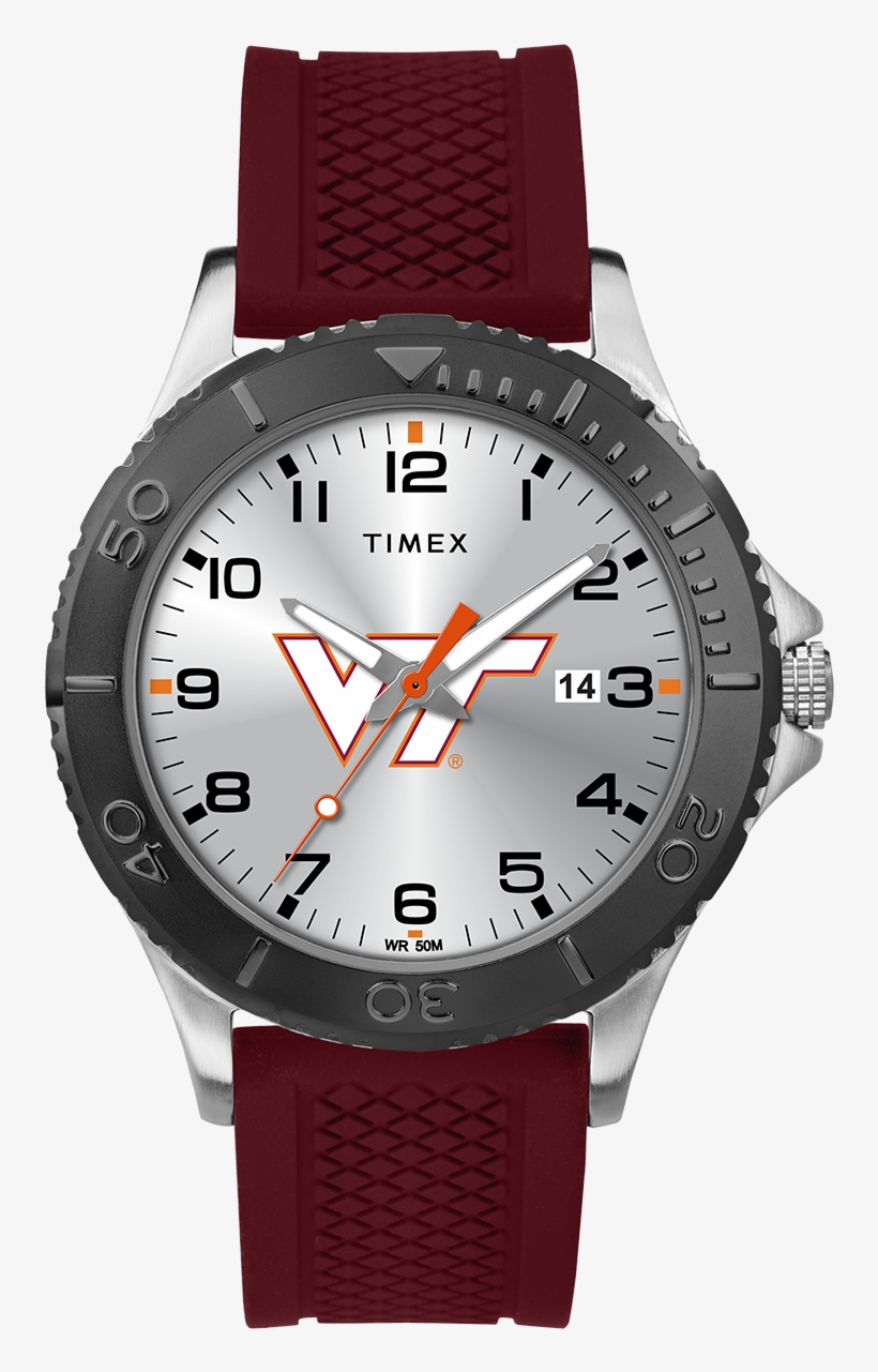 Gamer Crimson Virginia Tech Hokies - Timex Men's Quartz Watch With Black Dial Analogue Display, transparent png #3486697