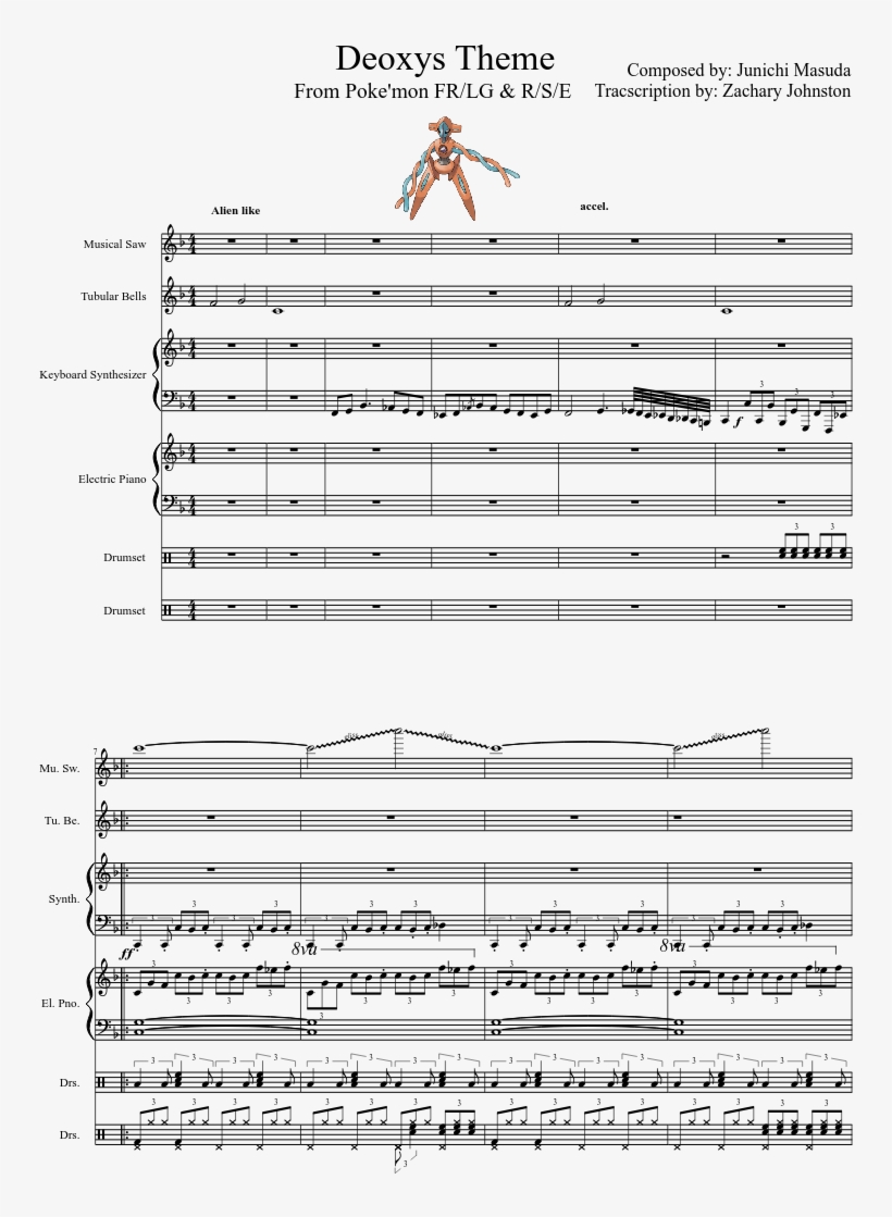 Deoxys Theme Sheet Music Composed By Composed By - Pokemon Deoxys, transparent png #3486809