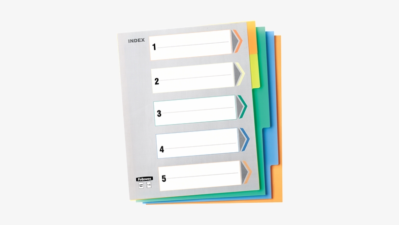 Index Tabs - 5 Tabs - Fellowes Index Tabs - 5 Tabs (quantity 1st), transparent png #3487601