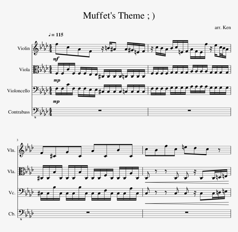 Muffet's Theme - Muffet's Theme Violin Sheet Music, transparent png #3488871